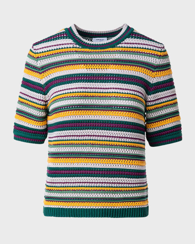 Crochet Knit Chair Striped Pullover